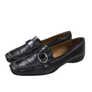 Paul Green Loafers, Square Toe, Slip On, Driving Shoe, Black, Size UK 6.5  US 9
